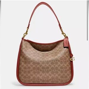 COACH CC436 Coated Canvas Tan Rust Signature Cary Shoulder bag